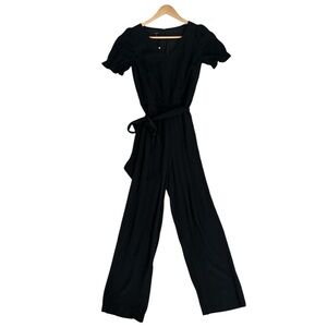 NWT! Talbots Black Crepe Jumpsuit, Short Sleeves, Size 2 Petite
